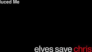 seduced elves unwrap big tits for christmas lesbian pussy licking