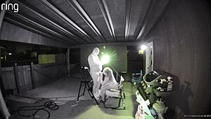 Bent over public wife takes creampie after sucking huge cock outdoors