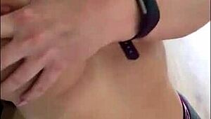 SOPHIE JAMES TEASES SHAVED PUSSY IN STOCKINGS HOME SOLO