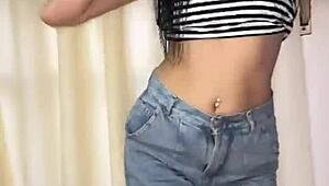 wanna see this latina teen rip clothes in hot striptease?