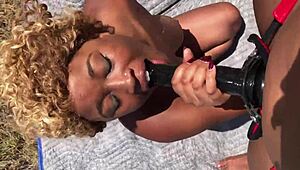 Porsha Carrera straps huge toy and pounds Nina Rivera outdoors! 🌴🍆💦