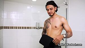 fucking sexy latina teen's face deep in shower with monster cock