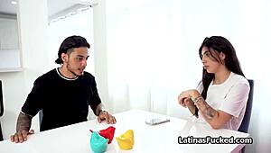 fucking sexy latina teen's face deep in shower with monster cock