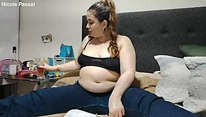 Nicole's Plump Belly Swells Devouring Pizza In Tight Jeans