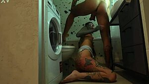 i rimmed him in bathroom then took his creampie on kitchen table