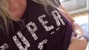 SOPHIE JAMES TEASES SHAVED PUSSY IN STOCKINGS HOME SOLO