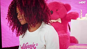 Morena brunette solo fingers shaved pussy to explosive orgasm in california heat