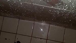 moaning ebony teen strokes massive black cock close-up until explosive cumshot