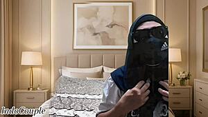 curvy arab asian hijab wife takes husband's cock deep in homemade anal creampie