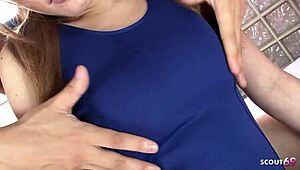 old coach seduces hairy asian teen virgin for first sloppy blowjob 😍💦