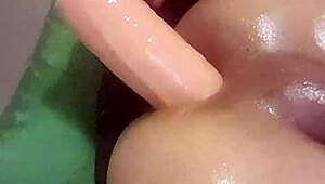 tight shemale pov shoves huge 11 inch dildo deep in ass solo anal toy play transsexual stretch