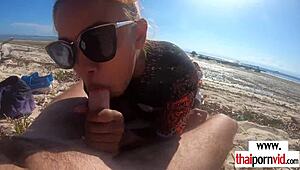 tiny thai teen cherry takes big white cock pounding at beach pov 😈🏖️🍆💦