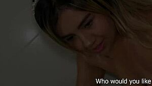 submissive latina teen swallows massive piss load to please her american bf 😩💦