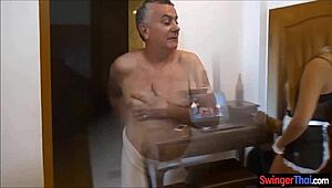 Thai Maid Fingers Wet Pussy Watching Guest's Hardcore Porn