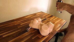 this evolova sex doll bends over vibrating perfectly