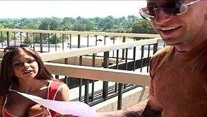 hunter bryce bends over for doggystyle creampie cowgirl ride boobs bounce small tits facial handjob