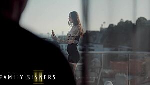 Stepsister bent over sofa as stepbrother pounds tight pussy