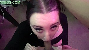 Goth slut deepthroats massive older Asian cock relentlessly