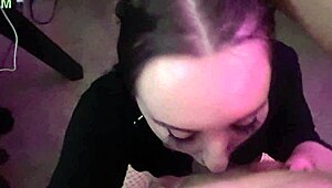 Goth slut deepthroats massive older Asian cock relentlessly