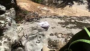 blonde athlete meets stud in sequoias for outdoor pov fucking with big cock