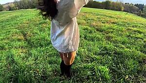 i strip naked walking through nature as neighbors watch my wet pussy drip