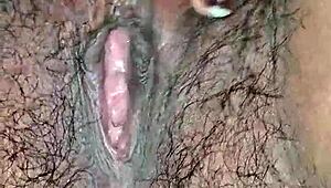 Desi Housewife Close-Up of Hairy Juicy Pussy Lips