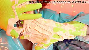 i get so wet with household gloves slime play