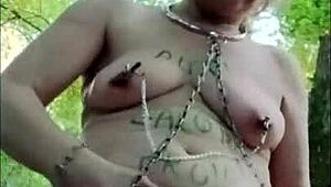 oh fuck yes, watch this french milf slave get slapped, bent over and fucked outdoors like a dirty whore!