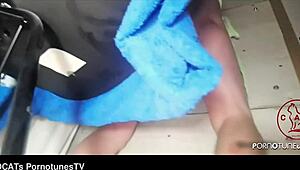 horny milf sucks big cock through gloryhole begs for creampie finish