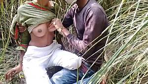 young indian desi teen pressed against tree gets her tight pussy and big boobs roughly fucked in forest