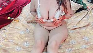 sobia slips into stepmom roleplay fucking herself deep with dildo as pakistani milf