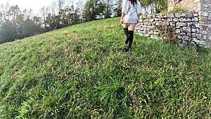 i strip naked walking through nature as neighbors watch my wet pussy drip