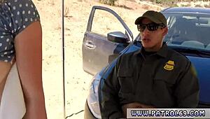 Cute Blonde Marilyn Moore Blows Ebony Fake Cop Outdoors