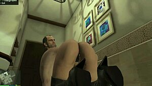 GTA 5 Trevor rams Amanda's big tits and juicy ass hard in steamy bathroom fuck scene with bouncing boobs everywhere