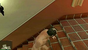 GTA 5 Trevor rams Amanda's big tits and juicy ass hard in steamy bathroom fuck scene with bouncing boobs everywhere