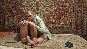 russian amateur wife masturbates ass with anal dildo in homemade skinny teen session at home