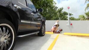Pawg wife grinds Escalade hood publicly