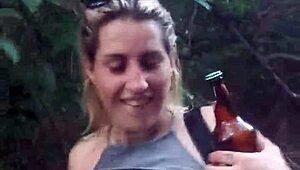 me and my cute blonde gf head to the public woods for interracial deepthroat blowjob and cum swallow adventure 🌳💦🍆