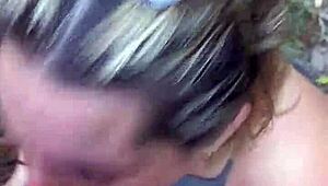 me and my cute blonde gf head to the public woods for interracial deepthroat blowjob and cum swallow adventure 🌳💦🍆