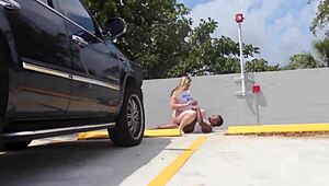 Pawg wife grinds Escalade hood publicly