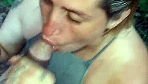 me and my cute blonde gf head to the public woods for interracial deepthroat blowjob and cum swallow adventure 🌳💦🍆