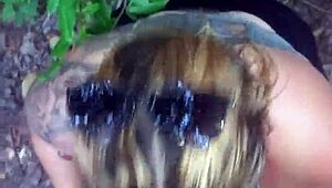 me and my cute blonde gf head to the public woods for interracial deepthroat blowjob and cum swallow adventure 🌳💦🍆