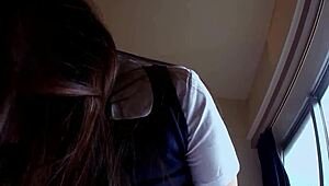 Japanese Teen's Massive Saggy Tits Bounce in Classmate's First Uncensored Creampie Pound!