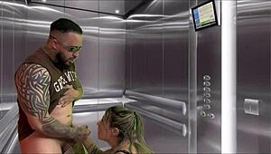 Pregnant neighbor deepthroats in elevator I cum all over
