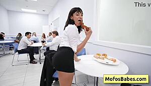 Slutty Sasha Pearl Sucks Fat Cock POV Then Fucked on Office Desk