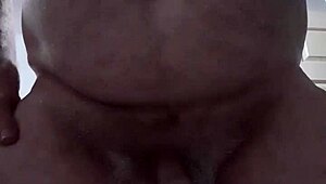 RustyAs1's Mature Belly Shakes in Homemade Piss and Solo Cock Play