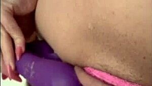Colombian Amateur Latina Masturbates Wet Pussy with Thick Dildo Toy