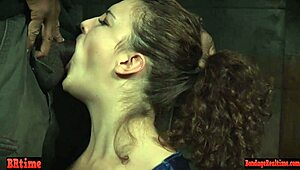 dick craving sub gags on rough throatfuck in bdsm group play