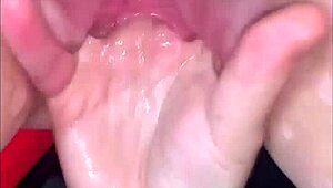 bound girl fingers shaved pussy to massive squirting orgasm