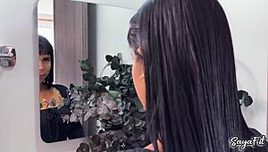 Sayafit's Plugged Big Ass Squirts on Boyfriend